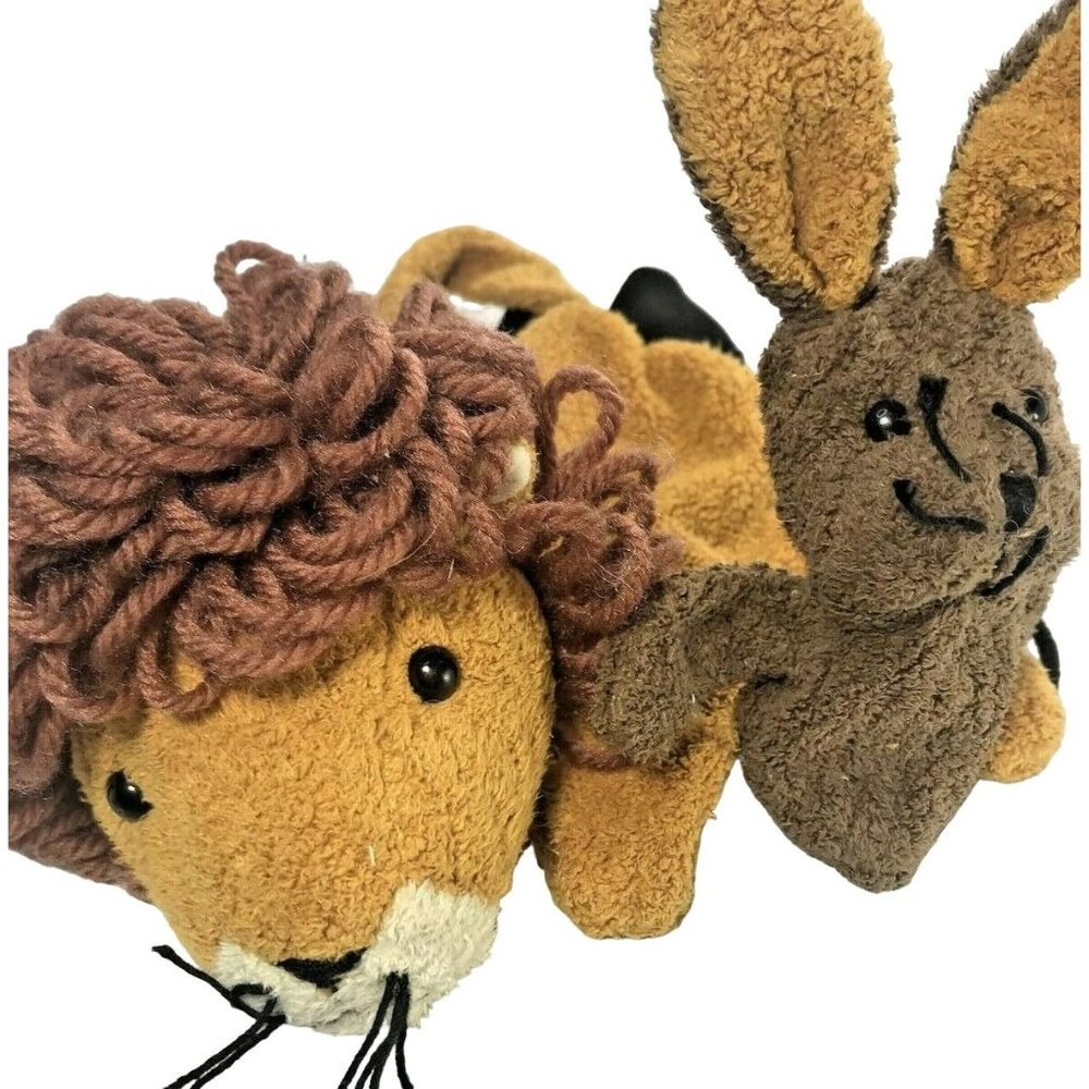 Furnis Edward Lion And Bunny Rabbit Hand Glove Soft Plush Animal Puppet Play Toy